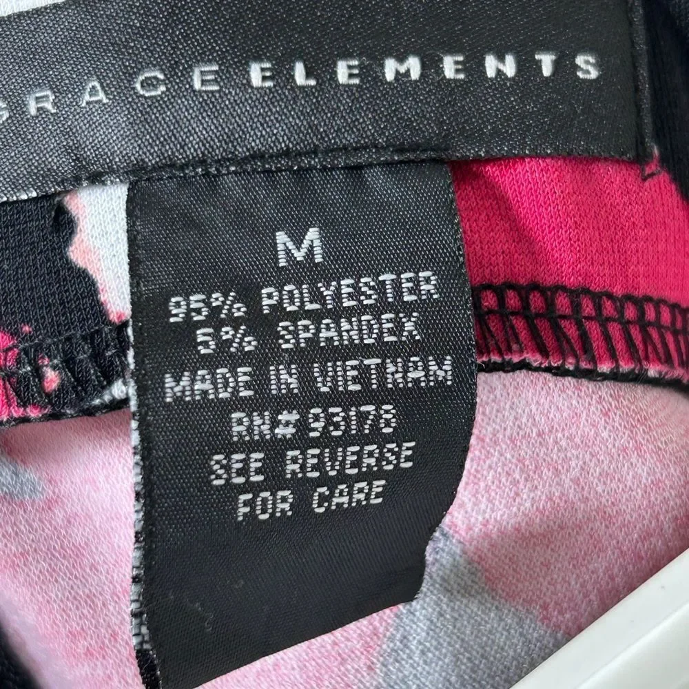 Grace Elements Hot Pink Floral Pencil Skirt with Black Zip Details